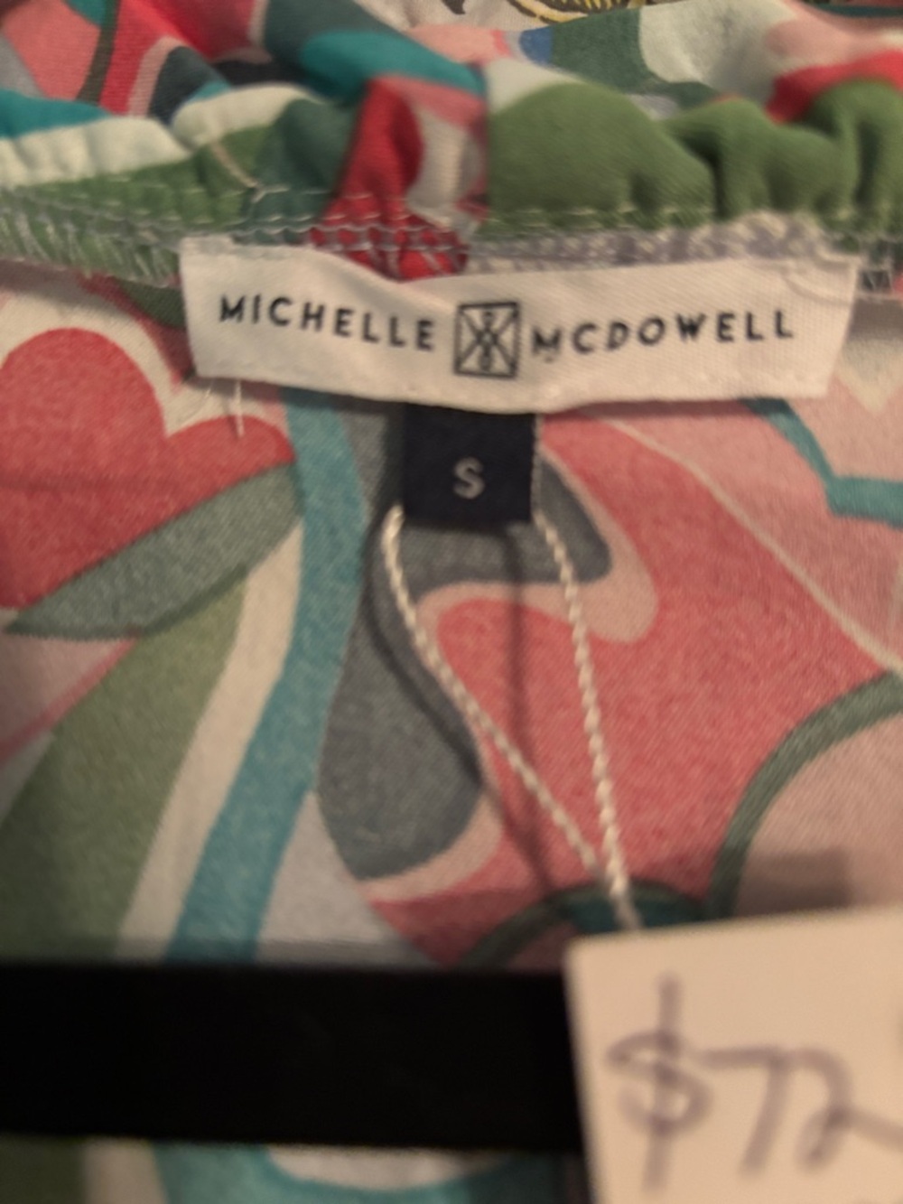 Floral Multicolor Tiered Midi Dress with Ruffle Neckline by Michelle  size small - Picture 4 of 9